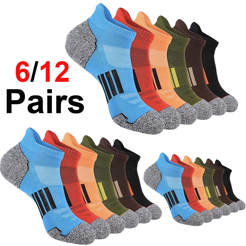Ankle Sock Low Cut - 6/12 คู่ ถุงเท้าข้อเท้าลายทางหลากสีสันสำหรับผู้ชาย นุ่มสบาย ระบายอากาศได้ดี ซับเหงื่อ